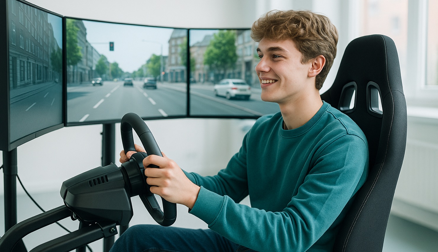 Fahrschüler im Fahrsimulator