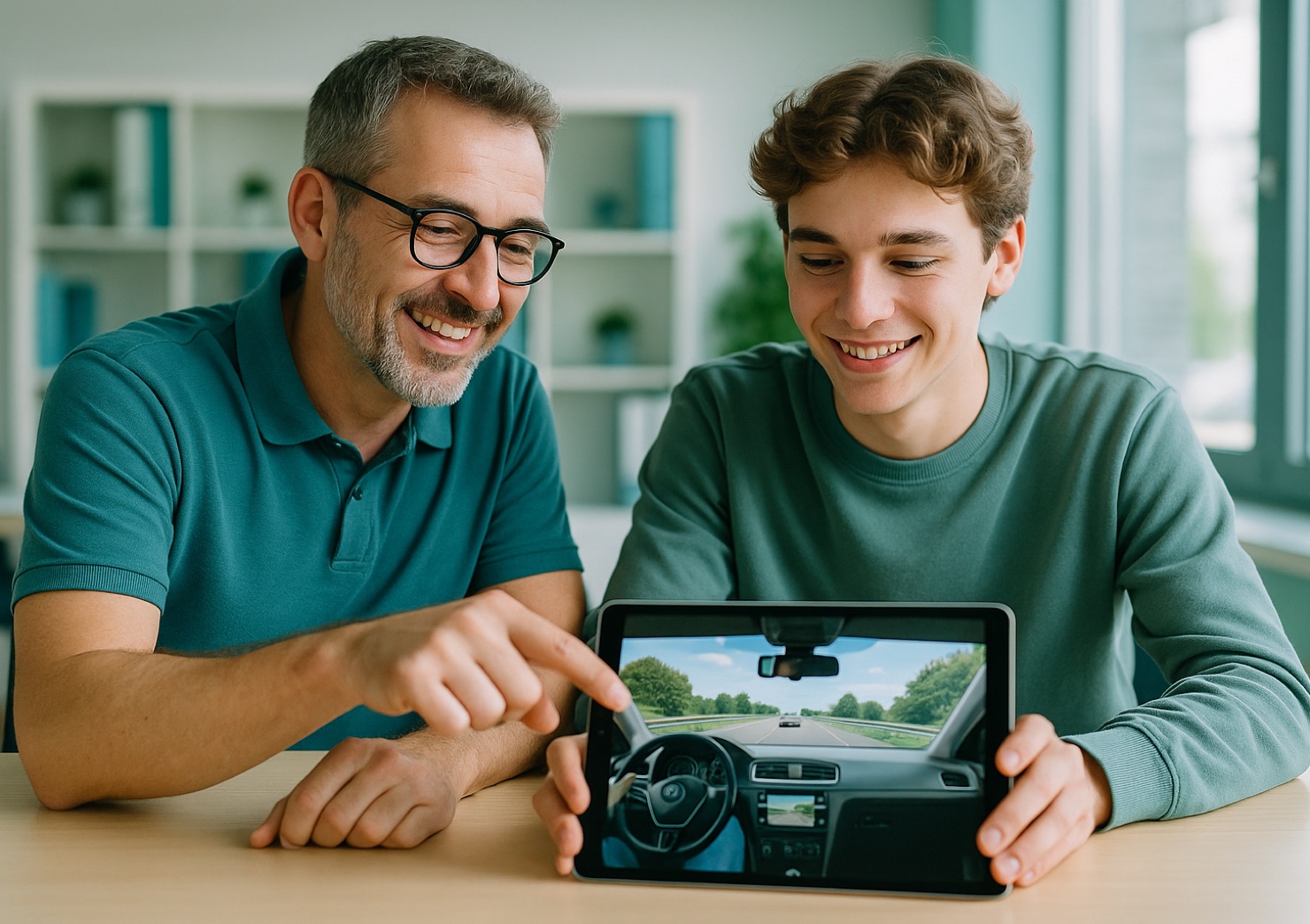 Videoauswertung der Fahrstunde am Tablet